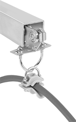 Image of ProductInUse. Front orientation. Cable and Hose Trolleys. Channel-Travel Hoist Cable and Hose Trolleys , For Round Cable/Air Hose.