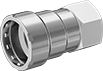 Image of Product. Straight Adapter, Female Press Connect × Female Threaded. Front orientation. Pipe and Fittings. Low-Pressure Iron and Steel Press-Socket Pipe Fittings, Straight Adapters, Threaded Fitting Connection, Female, Press-Socket Fitting Connection.