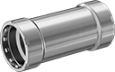 Image of Product. Straight Connector with Smooth Interior. Front orientation. Pipe and Fittings. Low-Pressure Iron and Steel Press-Socket Pipe Fittings, Straight Connectors, Press Socket Female, Smooth Interior.