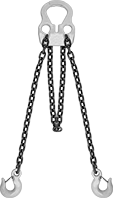 Image of Product. Style B Shown in Two Leg Configuration. Front orientation. Slings. Adjustable Chain Slings.