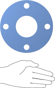Image of Product. Side1 orientation. Contains SizingReference. Ultra-Chemical-Resistant High-Strength PTFE Gasket, with Bolt Holes, for 2-1/2 Pipe Size, ANSI Class 150.