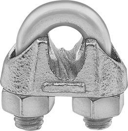 Image of Product. Front orientation. 18-8 Stainless Steel Cast Wire Rope Clamp, for 1/4" Rope Diameter - Not for Lifting.