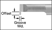 Image of Attribute. 0.031"-0.071" Groove Wd.. Front orientation. ZoomedIn view. Contains Annotated, Border. Lathe Tools. Internal Grooving Lathe Tools for O-Rings.