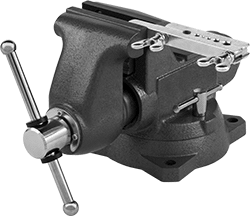 Image of ProductInUse. Shown with Bench Vise (Sold Separately). Front orientation. Vise Tube Holders. Bench Vise Tube Holders.