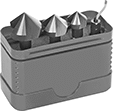 Image of Product. 4-Piece Set. Front orientation. Countersinks. Hex-Bit Countersink Sets for Screws, 3 Flutes, 4 Pieces.