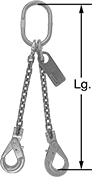 Image of Product. Front orientation. Contains Annotated. Slings. Chain Slings with Locking Hooks, 2 Legs.
