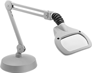 Image of Product. Front orientation. Magnifiers. Illuminated Weighted-Base Workstation Magnifiers, Rectangular Lens, Enclosed Spring.
