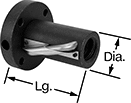 Image of Product. Front orientation. Contains Annotated. Ball Screws and Nuts. Fast-Travel Ball Screws and Nuts, Ball Nuts, Flange Nut, Style F.