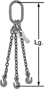 Image of Product. Front orientation. Contains Annotated. Slings. Chain Slings with Grab Hooks, 3 Legs.