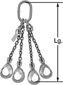 Image of Product. Front orientation. Contains Annotated. Slings. Chain Slings with Locking Hooks, 4 Legs.
