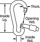 Image of Product. Front orientation. Contains Annotated. Slide-Locking-Latch Carabiners—Not for Lifting.