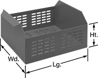 Image of Product. Front orientation. Contains Annotated. Parts Baskets. Parts Baskets for Washing Tubs, Straight Baskets with Dual Handle, Oval Opening.