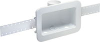 Image of Product. Front orientation. Outlet Boxes. Color-Coded Quarter-Turn Water Supply Stop Valves for Hot and Cold Water.