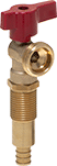 Image of Product. Barbed Inlet Connection—For Hot Water. Front orientation. For Hot Water. Color-Coded Quarter-Turn Water Supply Stop Valves for Hot and Cold Water, Barbed Inlet Connection × NH/NST Male Outlet Connection.
