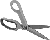 Image of Product. Style E. Front orientation. Scissors. Long-Life Lightweight Scissors, Offset Handle, Style E.