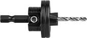 Image of ProductInUse. Shown with Optional Drill Stop (Sold Separately). Front orientation. Counterbores. Quick-Change Hex Drill-Bit Counterbores for Wood.