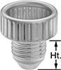 Image of Product. Front orientation. Contains Annotated. Protective Plugs. Screw In, For Round Holes, For Pipe, For Round Shapes, For 37° Flared Tube, Aluminum.