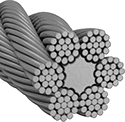 Image of Product. 6 × 19 Fiber Core. Front orientation. Wire Rope. Extra-Flexible Wire Rope, 6 × 19 Fiber Core Wire Rope.