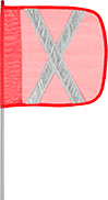 Image of Product. Front orientation. Safety Flags. Threaded Rod End, X-Pattern, Without Light.