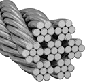 Image of Product. 7 × 7 Strand Core. Front orientation. Wire Rope. Wire Rope, 7 × 7 Strand Core Wire Rope.