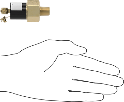 Image of Product. Side1 orientation. Contains SizingReference. Fixed Setpoint Pressure Switch, Screw Terminals, 1/4 NPT Male Connection, 50 PSI Setpoint.