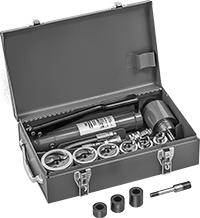 Image of Product. Front orientation. Hole Punches. Self-Centering Stud-Driven Hole Punch Sets with Hydraulic Driver.