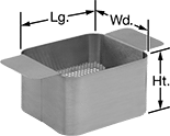 Image of Product. Heavy Duty Baskets. Front orientation. Contains Annotated. Baskets for Ultrasonic Cleaners. Heated Ultrasonic Cleaners, Perforated.
