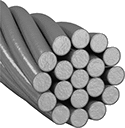 Image of Product. 1 × 19 Strand Core. Front orientation. Wire Rope. Semi-Flexible Wire Rope, 1 × 19 Strand Core Wire Rope.