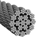 Image of Product. 19 × 7 Strand Core. Front orientation. Wire Rope. Rotation-Resistant Wire Rope for Lifting, 19 × 7 Strand Core Wire Rope.