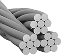 Image of Product. 3 × 7 Hollow Core. Front orientation. Wire Rope. Wire Rope, 3 × 7 Hollow Core Wire Rope.
