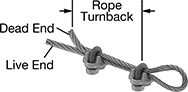 Image of ProductInUse. Front orientation. Contains Annotated. Wire Rope Clamps. Crosby Forged Single-Saddle Wire Rope Clamps—Not for Lifting.