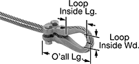 Image of Attribute. Front orientation. Contains Annotated. Wire Rope Clamps. Wire Rope Clamps with Thimbles—Not for Lifting.