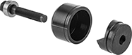 Image of Product. Front orientation. Exploded view. Hole Punches. Stud-Driven Round Hole Punches for Pipe and Conduit.