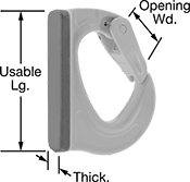 Image of Product. Front orientation. Contains Annotated. Hooks. Weld On, For Lifting.