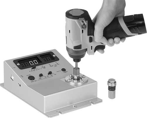 Image of ProductInUse. Front orientation. Torque Gauge for Torque-Limiting Power Tools, with NIST Certificate, ISO 17025.