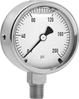 Image of Product. Front orientation. Pressure Gauges. Vibration-Resistant Pressure Gauges, Single Scale, Bottom Connection.