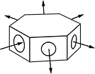 Image of Specification. Front orientation. Contains Annotated. 5 Outlets. Low-Profile Hex Manifolds.