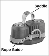 Image of Product. With Rope Guide and Saddle (Both Sold Separately). Front orientation. Contains Annotated, Border. Rope Cleats. Pull-Through Rope Cleats.