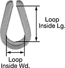 Image of Product. Front orientation. Contains Annotated. Wire Rope Thimbles. Heavy Duty Wire Rope Thimbles—For Lifting.