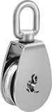 Image of Product. Front orientation. Pulleys. Hanging Pulleys for Rope—For Horizontal Pulling, Style K.