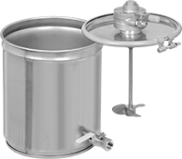 Image of Product. Front orientation. Mixers. Air-Powered Mixers with Batch Cans, 304 Stainless Steel Container.