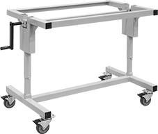 Image of Product. Mobile. Front orientation. Workbench Bases. Hand-Crank Adjustable-Height Workbench Bases, Rolling.