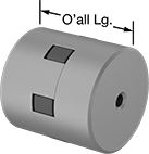 Image of System. Hubs and Spider Shown Assembled. Front orientation. Contains Annotated. Flexible Shaft Couplings. Machinable-Bore Flexible Shaft Couplings.