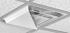 Image of ProductInUse. Ceiling-Mount on Corner. Front orientation. Air Diverters. Ceiling, Corner Diverters.