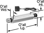 Image of Product. Front orientation. Contains Annotated. Ultraviolet Water Purifiers. 304 Stainless Steel Housing.
