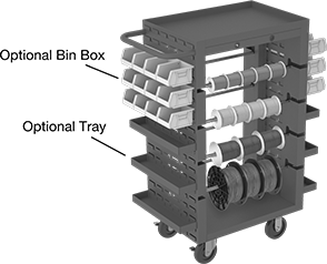 Image of Product. Front orientation. Contains Annotated. Carts. Steel Spool Carts.