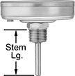Image of Product. Bottom orientation. Contains Annotated. Thermometers. Threaded Thermometers with Corrosion-Resistant Stem.