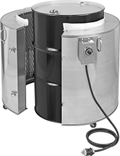 Image of ProductInUse. Front orientation. Wraparound Heaters. Noncontact Wraparound Heaters for Pails and Drums, For 55 gal. Containers.
