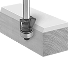 Image of ProductInUse. Chamfering Cut Style. Front orientation. Router Bits. Flush-Trimming and Chamfering Router Bits , Uncoated Carbide-Tipped High-Speed Steel, Chamfering Cut Style and Flush-Trimming Cut Style.