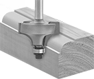 Image of ProductInUse. Front orientation. Router Bits. Corner-Rounding Router Bits , Uncoated Carbide-Tipped Steel, Rounded with Beading Corner Style.